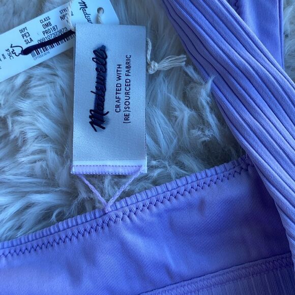 Madewell Purple Rib Textured Leah Bikini Top Medium - Picture 4 of 6